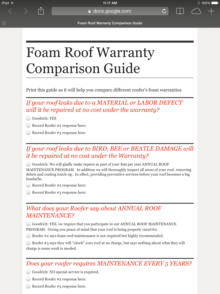 Foam Roof Warranty Comparison Guide